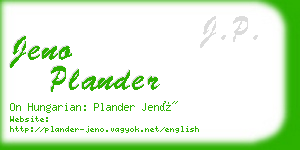 jeno plander business card